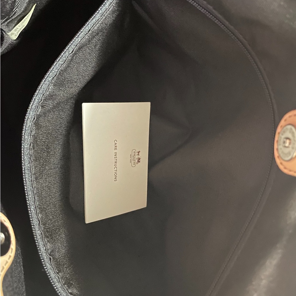 Coach Black and Tan Signature Tote with Leather Trim - Picture 9 of 10